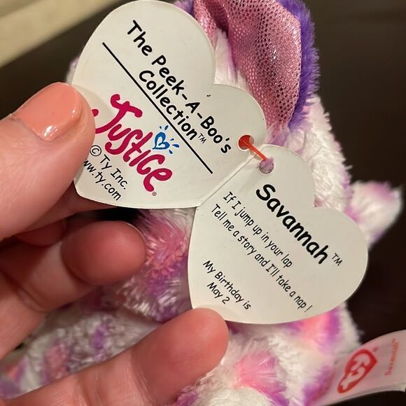 2016 Ty Peak-a-Boos Savannah the Pink and Purple Kitty Cat NWT 6” tall EUC - Picture 6 of 8